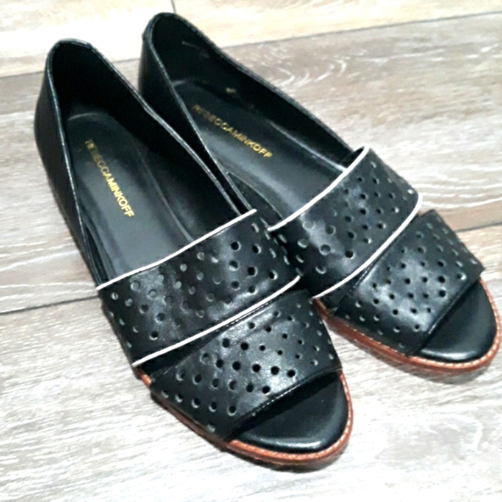 Rebecca Minkoff black leather flats. Size 10